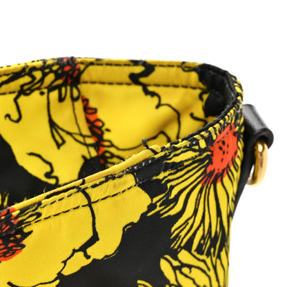 Prada Tessuto Nylon Saffiano Floral Print Tote Yellow Multicolor 10 of 14