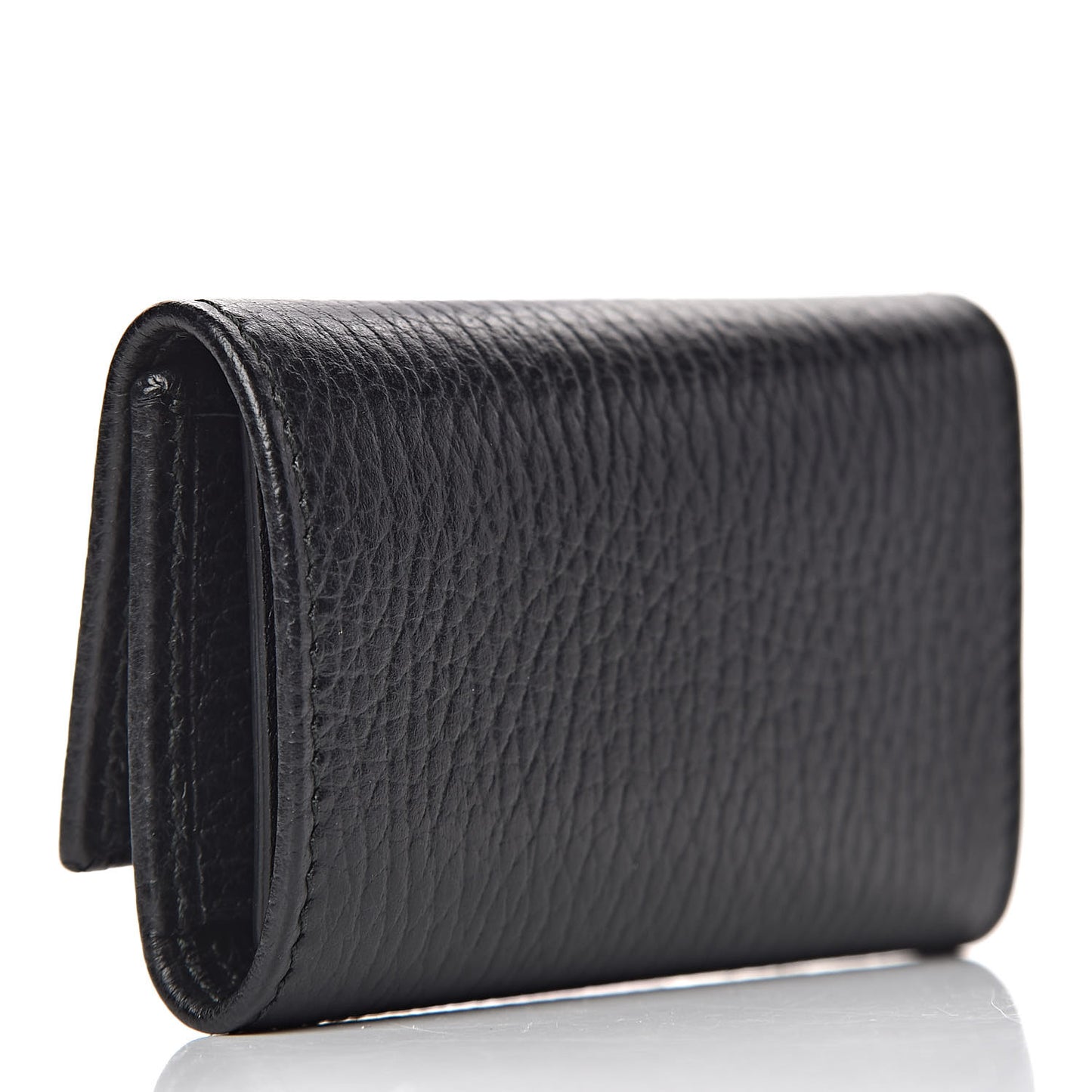 Pebbled Calfskin GG Marmont 6 Key Holder Black