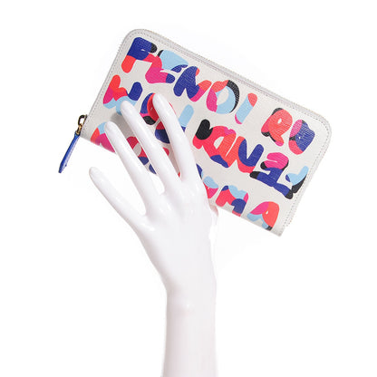Fendi Vitello Elite Fendi Roma Simply Zip Around Wallet White Multicolor 2 of 9