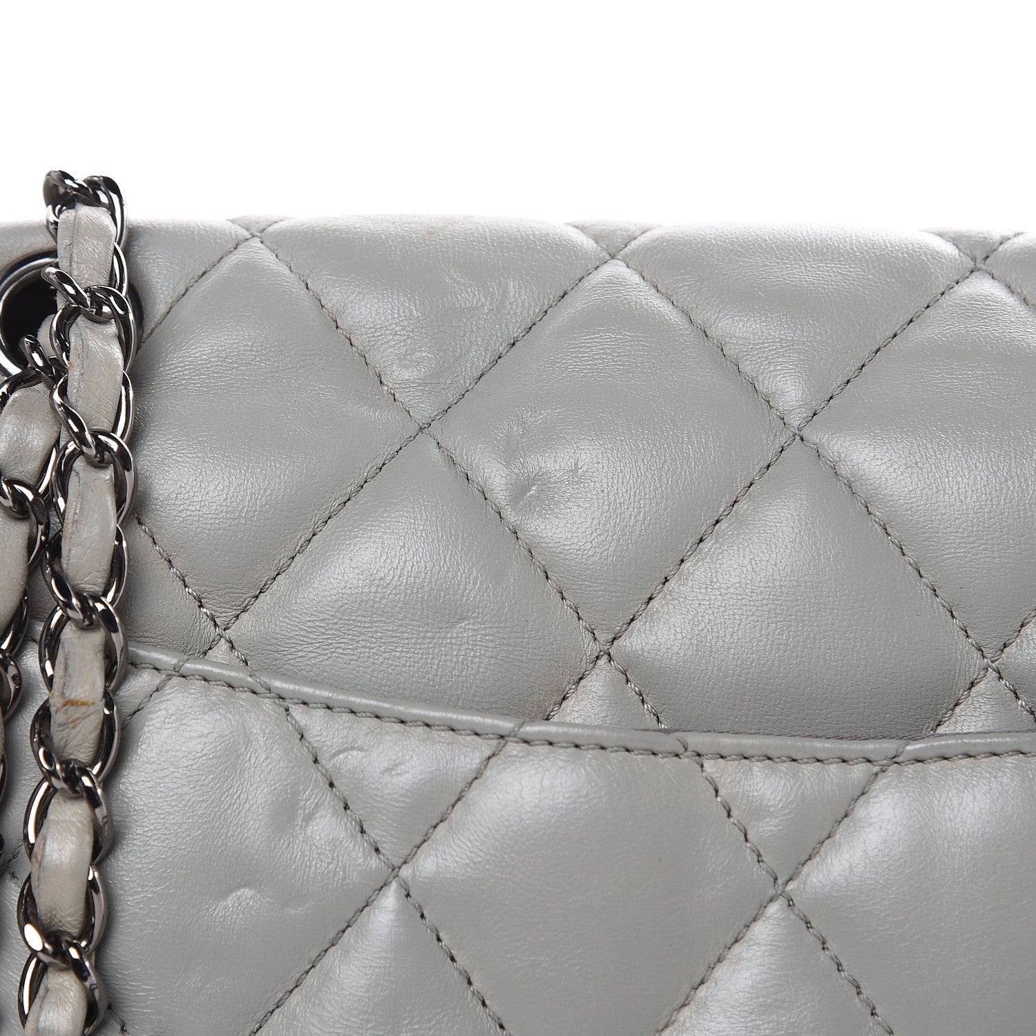 Chanel Lambskin Quilted Large 3 Flap Bag Grey 19 of 20