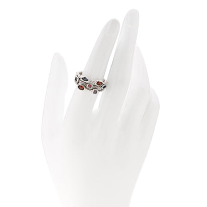 David Yurman Sterling Silver Iolite Garnet Amethyst Confetti 3 Row Ring 52 6 2 of 4