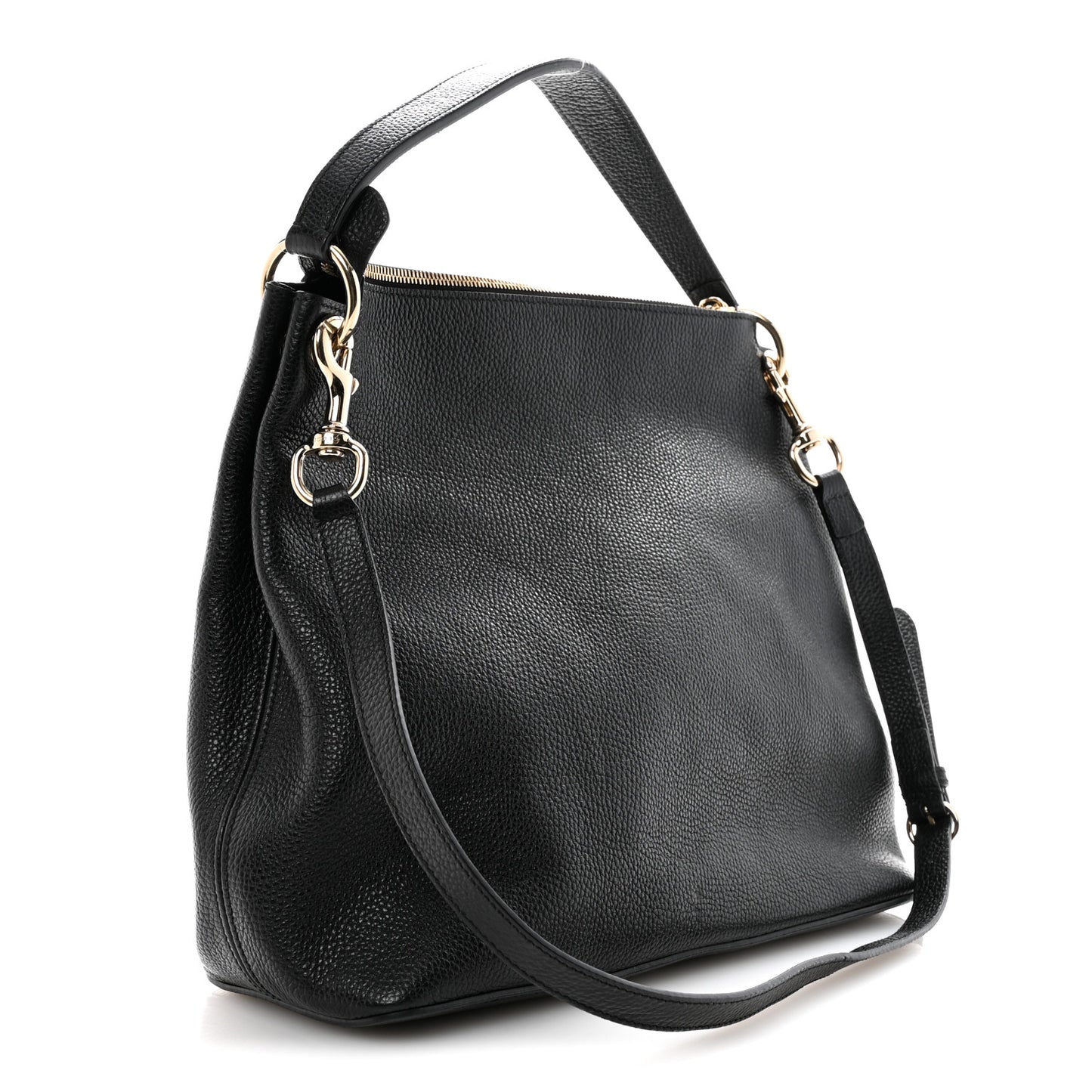 Pebbled Calfskin Large Soho Hobo Black