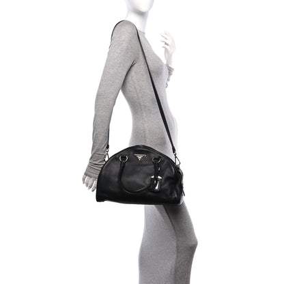 Prada Vitello Daino Bowling Bag Black 2 of 9