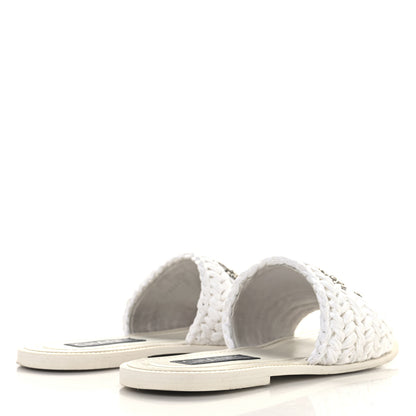 Chanel Raffia Crystal CC Mules Sandals 39.5 White 5 of 10