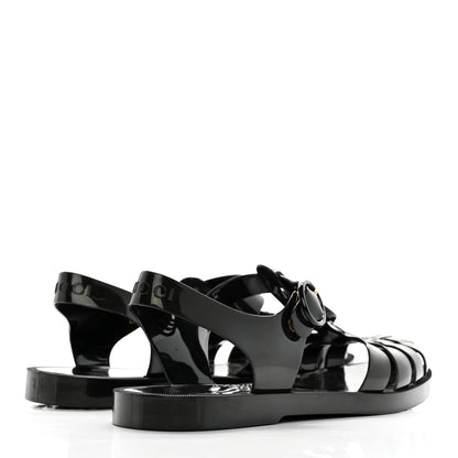 Gucci Shiny Rubber Mens Double G Buckle Strap Sandals 10 Black 4 of 9