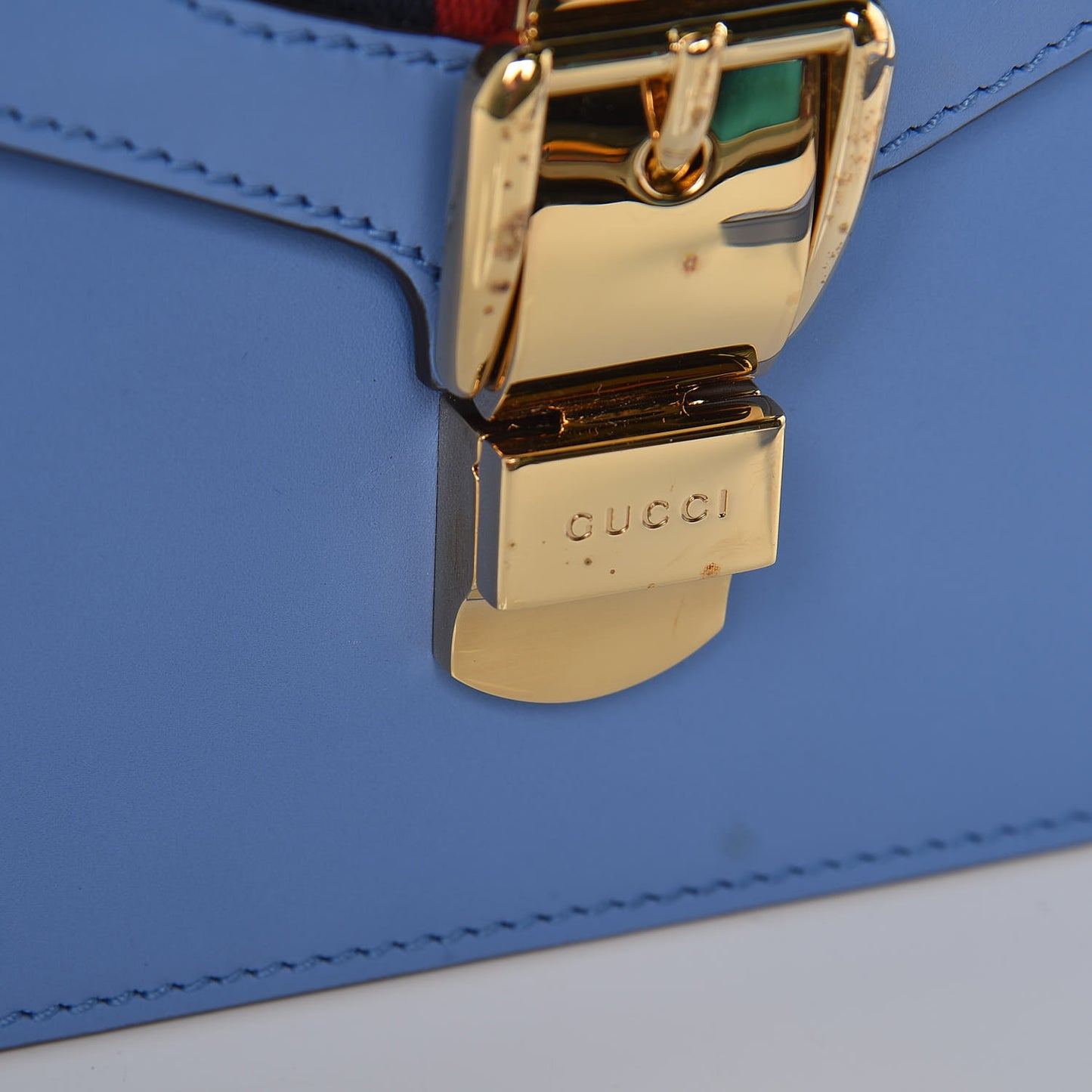 Vitello Fontanella Web Mini Sylvie Top Handle Bag Clear Sky Blue