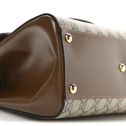 Gucci GG Supreme Monogram Calfskin Medium Horsebit 1955 Top Handle Bag Beige Ebony Brown Sugar 9 of 11