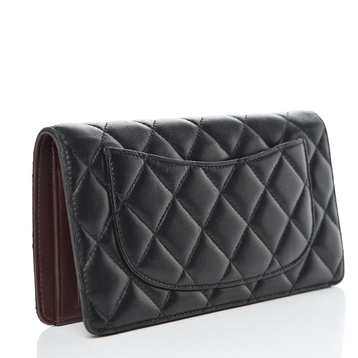Lambskin Quilted Yen Wallet Black