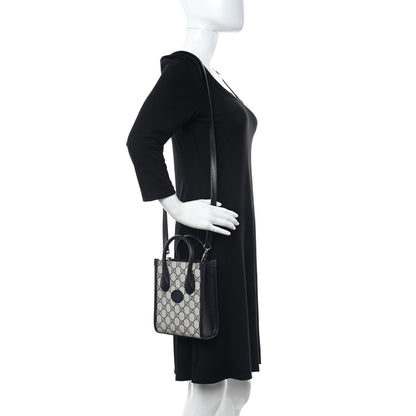 Gucci GG Supreme Monogram Textured Dollar Calfskin Mini Retro Interlocking G Tote Bag Beige Blue 2 of 9