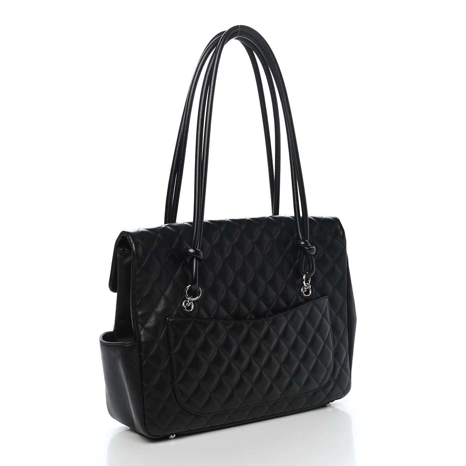 Chanel Calfskin Quilted Large Cambon Flap Black White 3 of 9