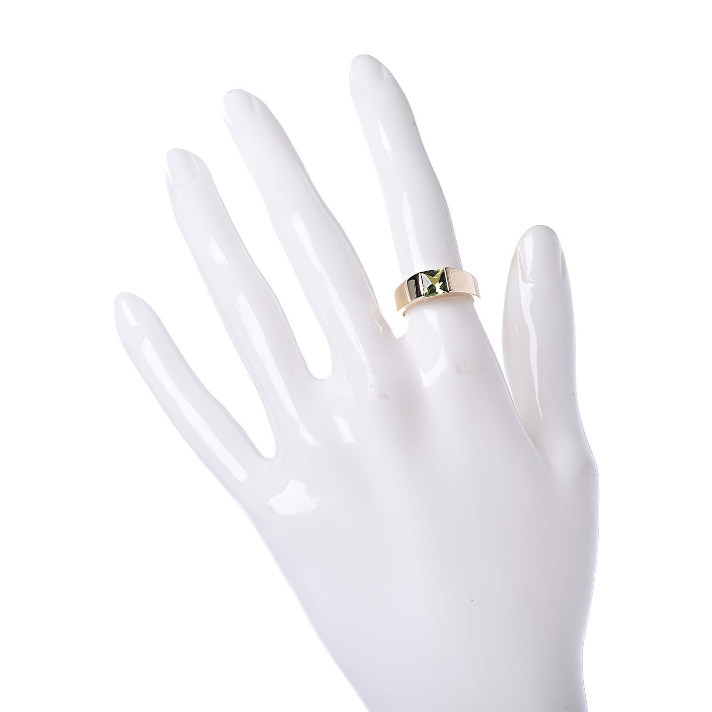 18K Yellow Gold Peridot 6mm Tank Ring 50 5.25