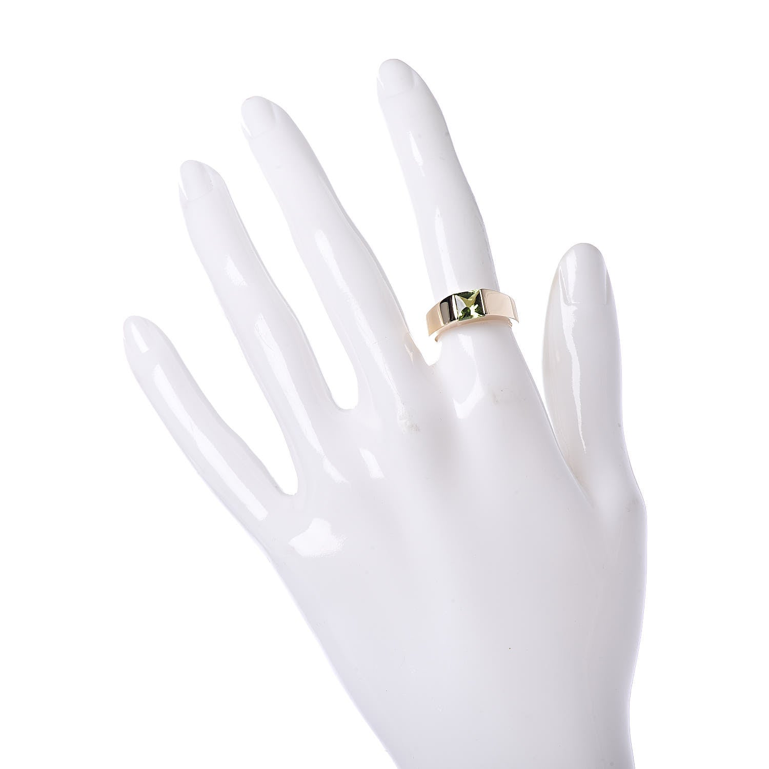Cartier 18K Yellow Gold Peridot 6mm Tank Ring 50 5.25 2 of 4