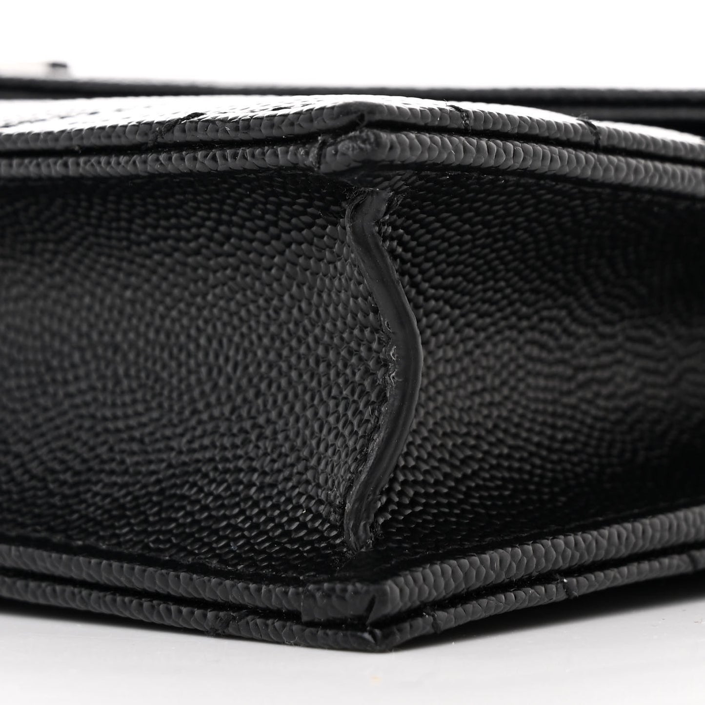Grain De Poudre Matelasse Chevron Monogram Envelope Chain Wallet Black