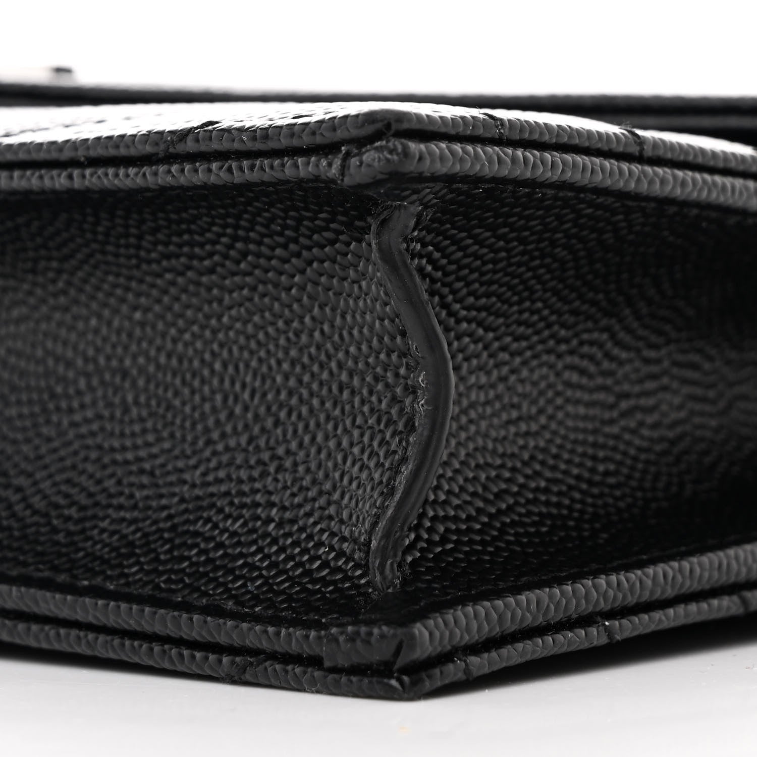 Saint Laurent Grain De Poudre Matelasse Chevron Monogram Envelope Chain Wallet Black 11 of 12