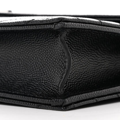 Saint Laurent Grain De Poudre Matelasse Chevron Monogram Envelope Chain Wallet Black 11 of 12