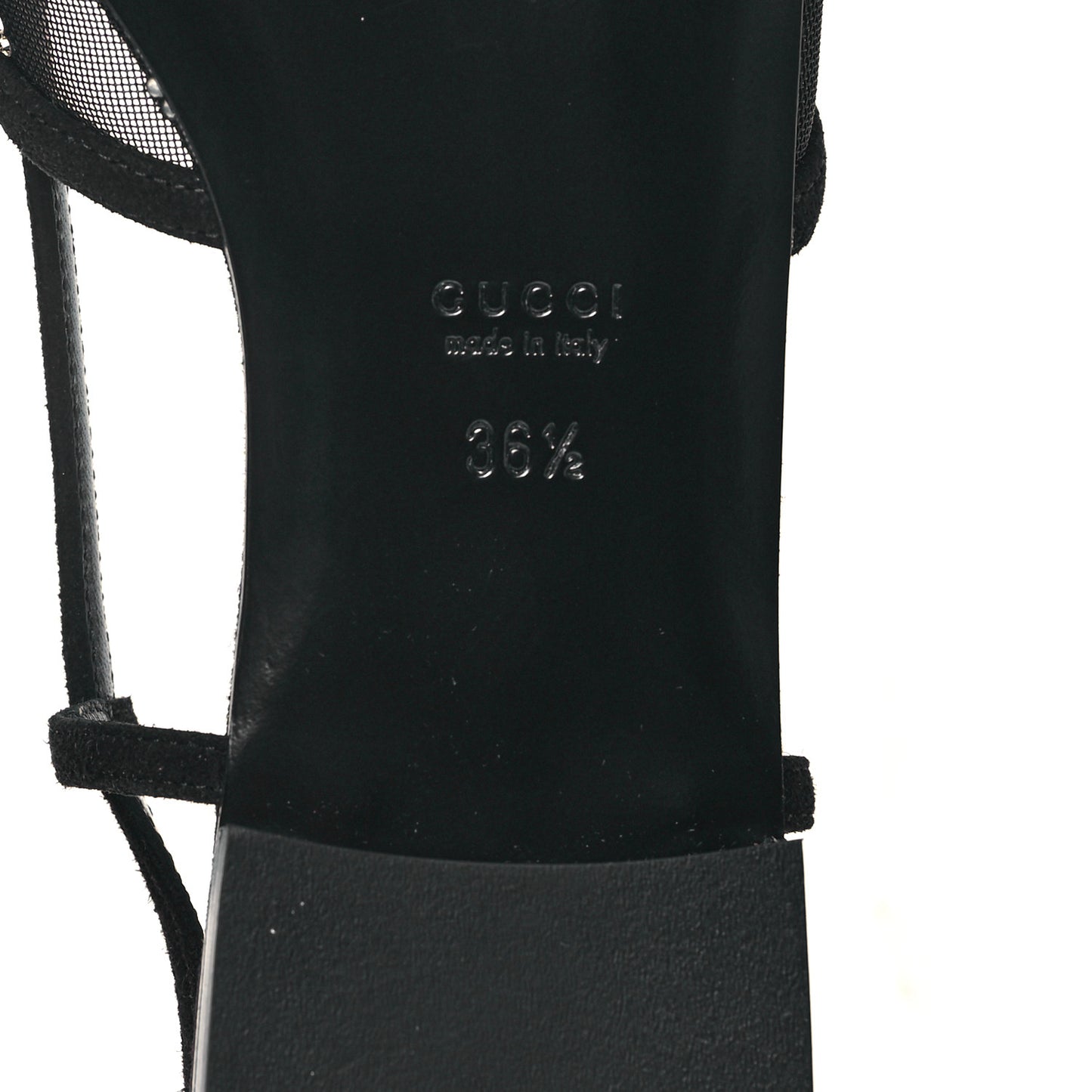 Tela Retino Kid Scamosciato Crystal GG Monogram Square Demi Ballet Flats 36.5 Black
