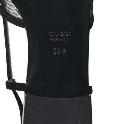 Gucci Tela Retino Kid Scamosciato Crystal GG Monogram Square Demi Ballet Flats 36.5 Black 6 of 8