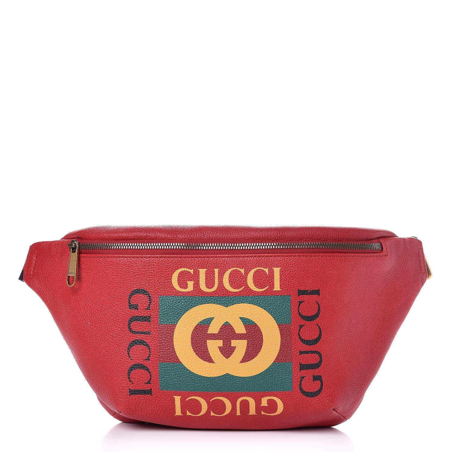Gucci Grained Calfskin Logo Belt Bag Hibiscus Red 1 of 9