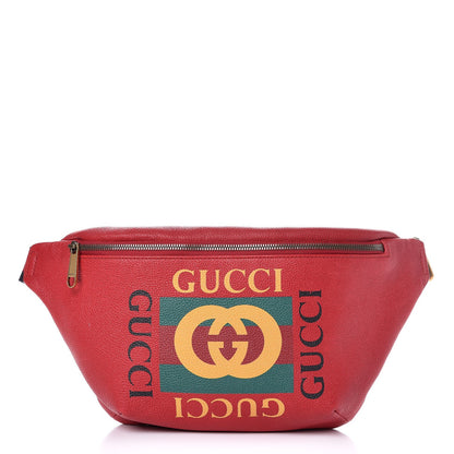Gucci Grained Calfskin Logo Belt Bag Hibiscus Red 1 of 9