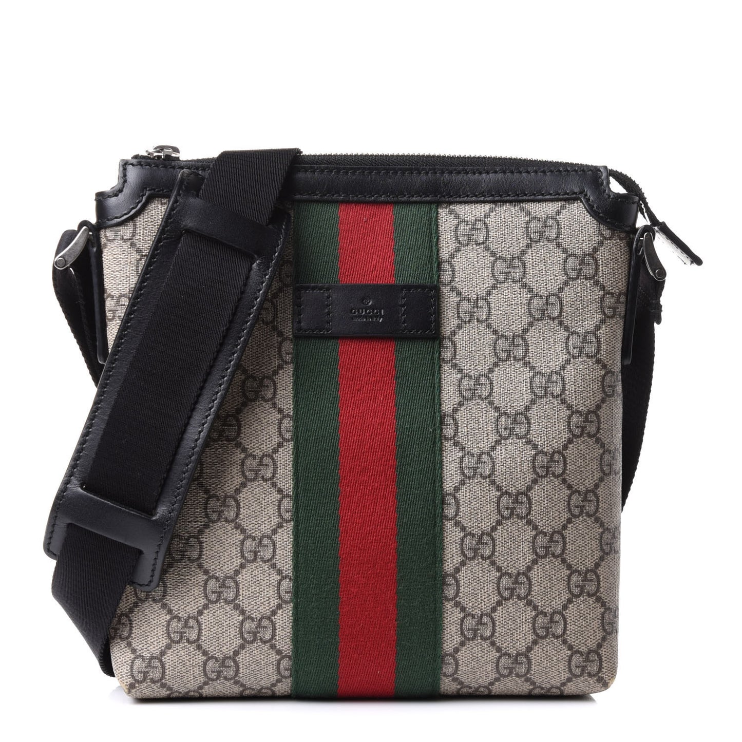 GG Supreme Monogram Web Messenger Bag Black