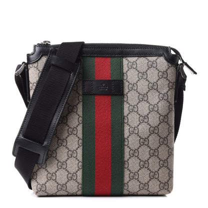 Gucci GG Supreme Monogram Web Messenger Bag Black 1 of 10