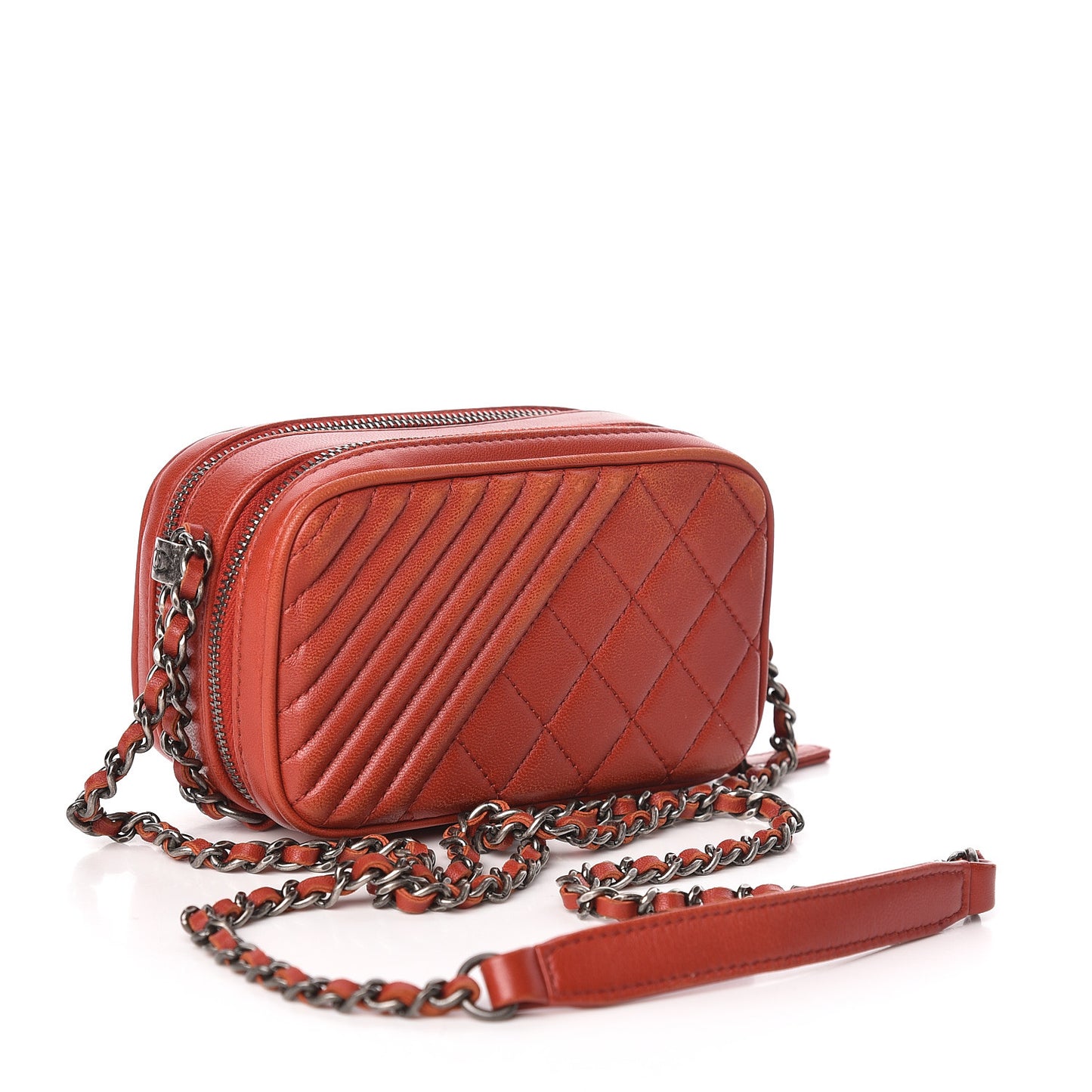 Lambskin Quilted Mini Coco Boy Camera Case Red