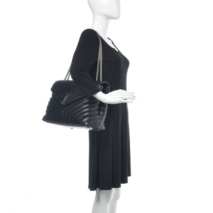 Saint Laurent Calfskin Y Quilted Monogram Large Loulou Chain Satchel Black 2 of 14