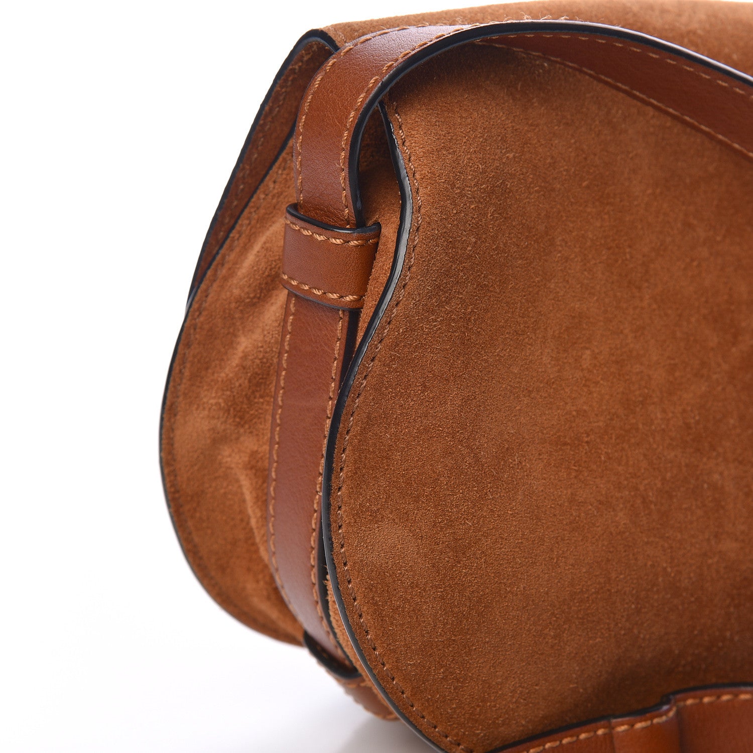 Chloe Suede Calfskin Braided Mini Marcie Round Crossbody Bag Caramel 11 of 15