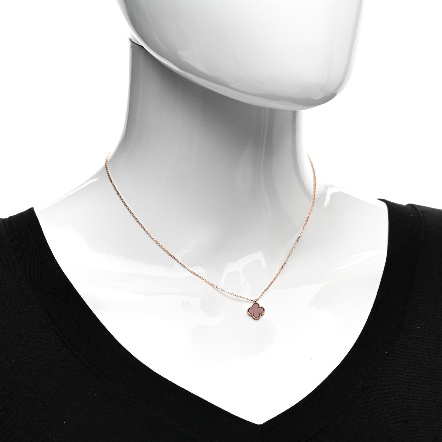 18K Rose Gold Carnelian Sweet Alhambra Pendant Necklace