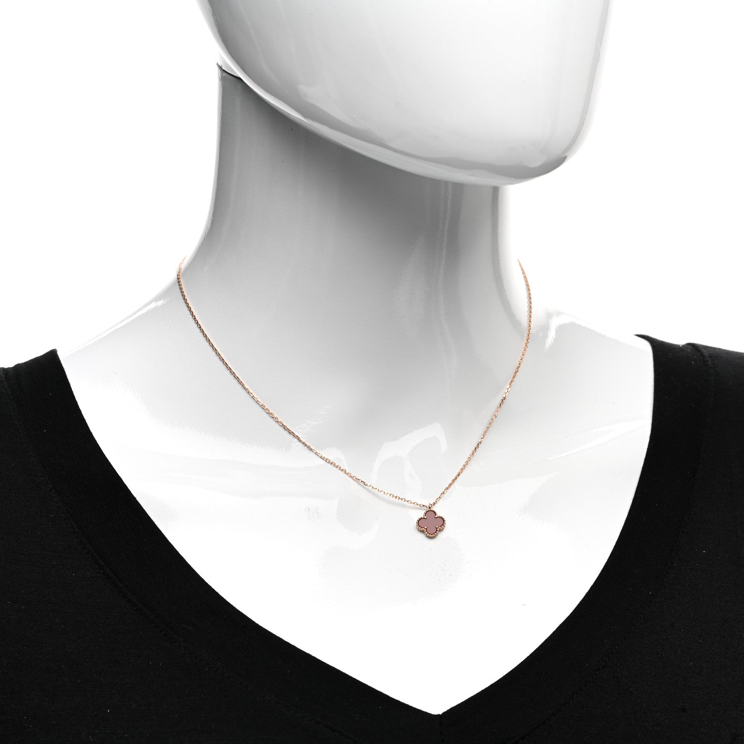 Van Cleef & Arpels 18K Rose Gold Carnelian Sweet Alhambra Pendant Necklace 2 of 6