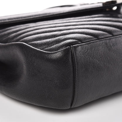 Saint Laurent Sheepskin Matelasse Chevron Monogram Large College Satchel Black 7 of 11