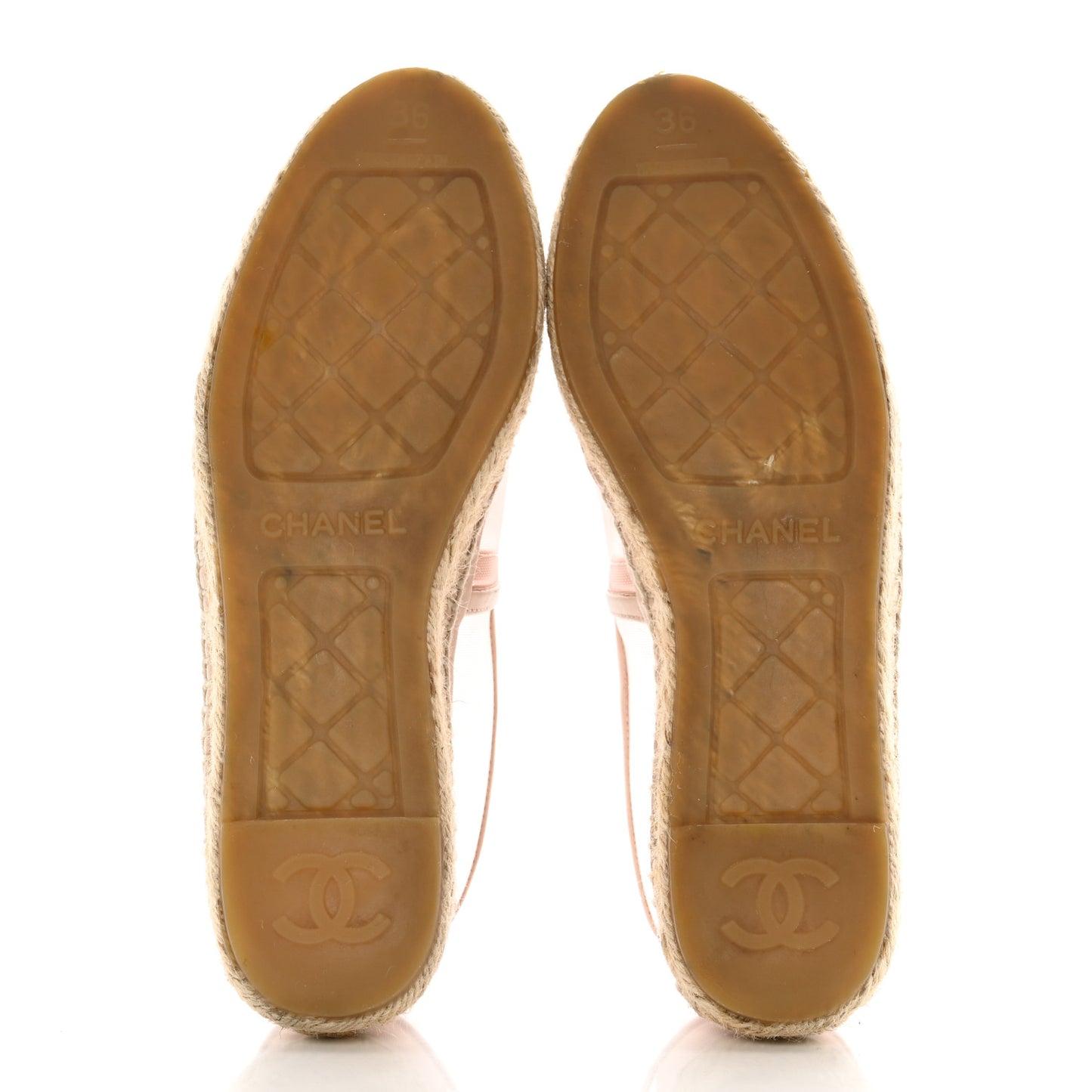 Mesh Grosgrain CC Espadrilles 36 Pink
