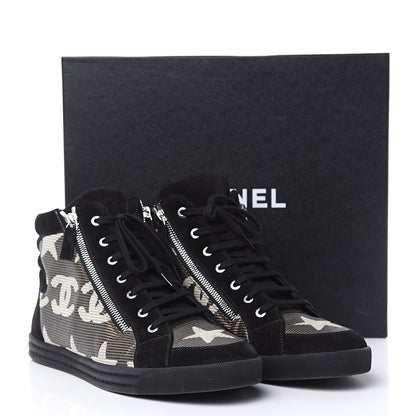 Chanel Suede Mens High Top Sneakers 43 Black Gold 14 of 14