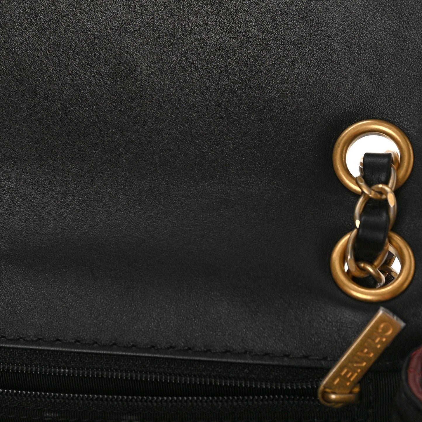 Calfskin Quilted Strap Into Flap Bag Black Brown