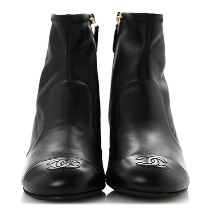 Chanel Stretch Lambskin Cap Toe CC Uniform Short Boots 35 Black 3 of 10