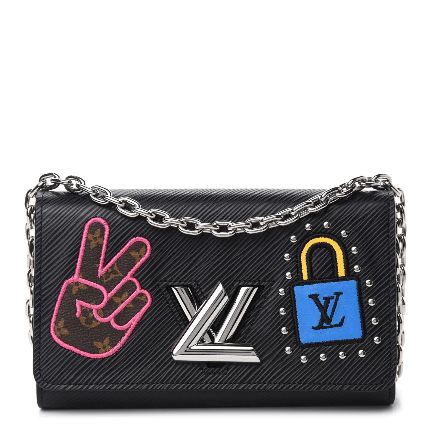 Epi LV Stories Twist Chain Wallet Black