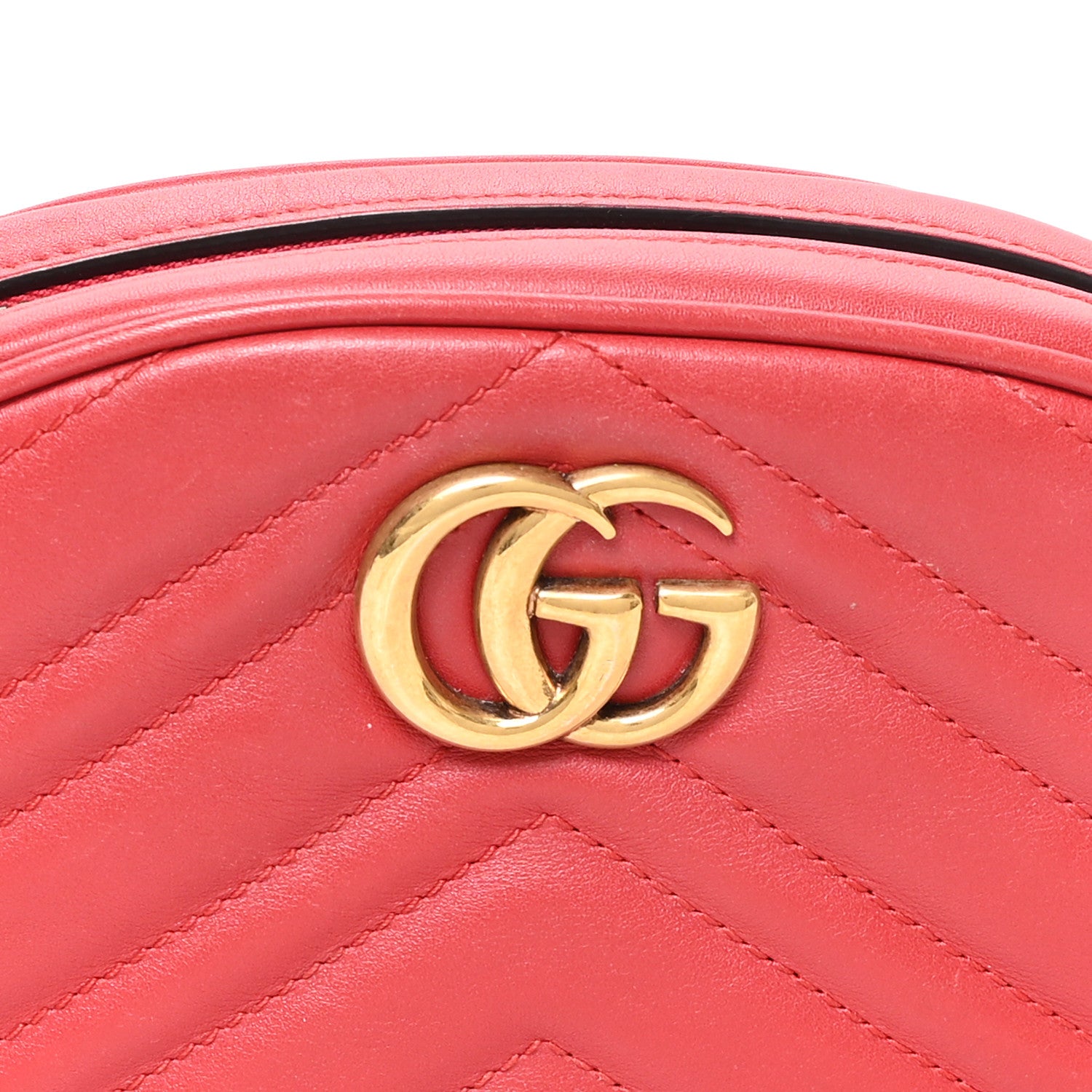 Gucci Calfskin Matelasse GG Marmont Belt Bag 75 30 Hibiscus Red 8 of 11