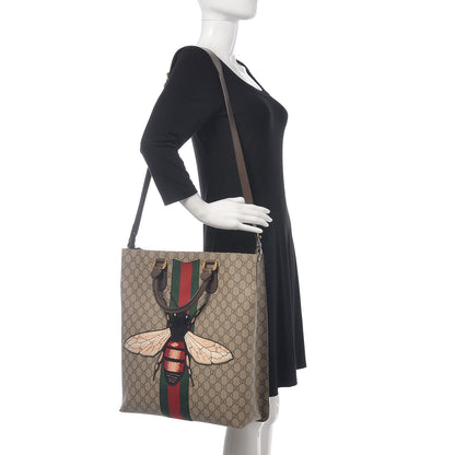 Gucci GG Supreme Monogram Web Animalier Bee Vertical Tote Brown 2 of 9