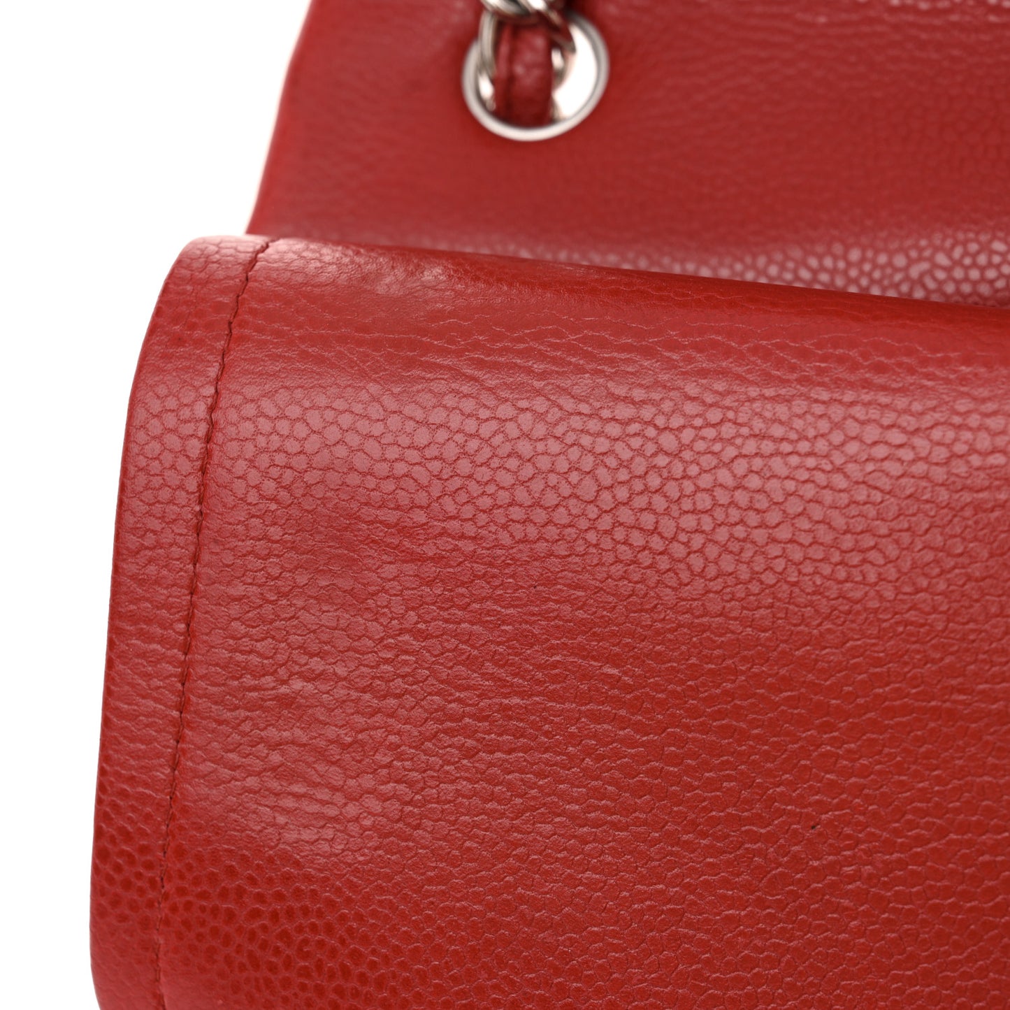 Caviar Quilted Jumbo Double Flap Red