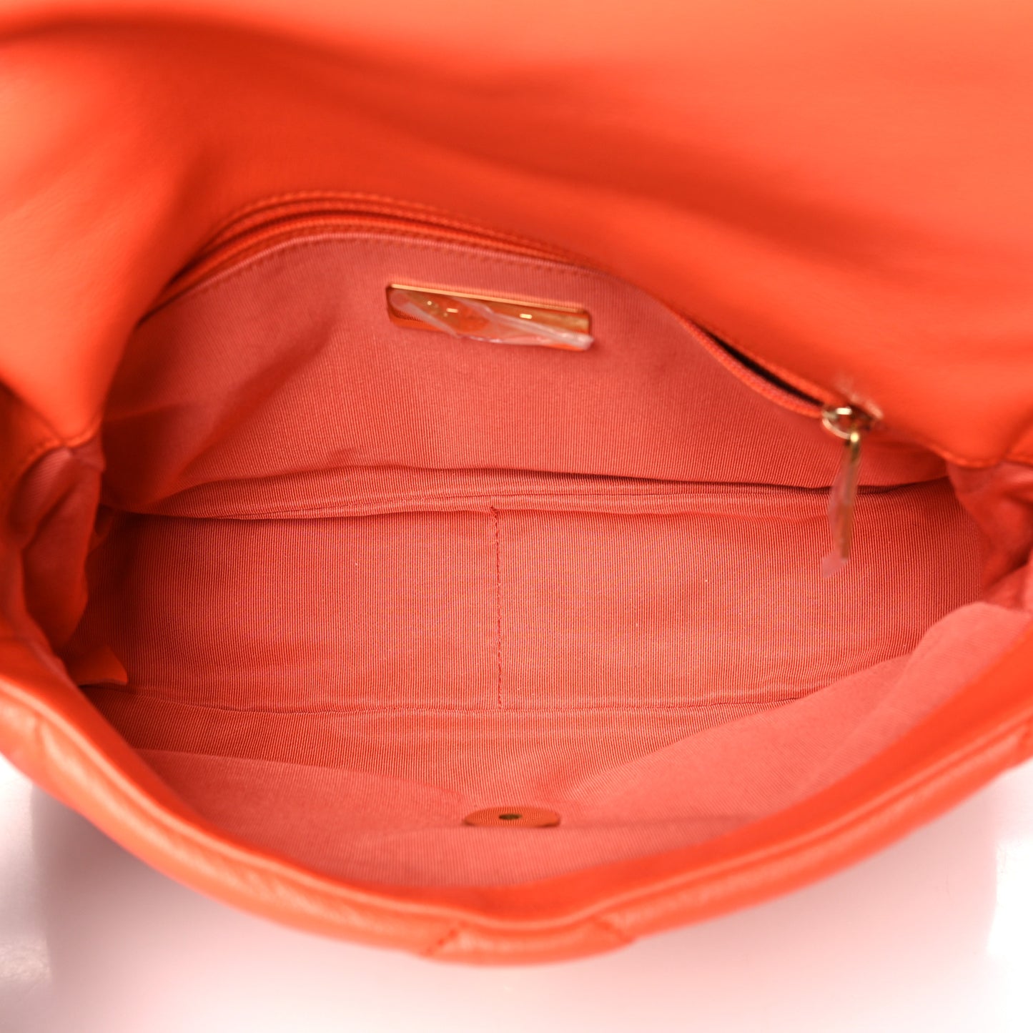 Lambskin Quilted Medium Chanel 19 Flap Orange