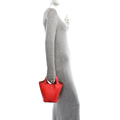 Hermes Taurillon Clemence Picotin Lock 18 PM Rouge Pivoine 2 of 10