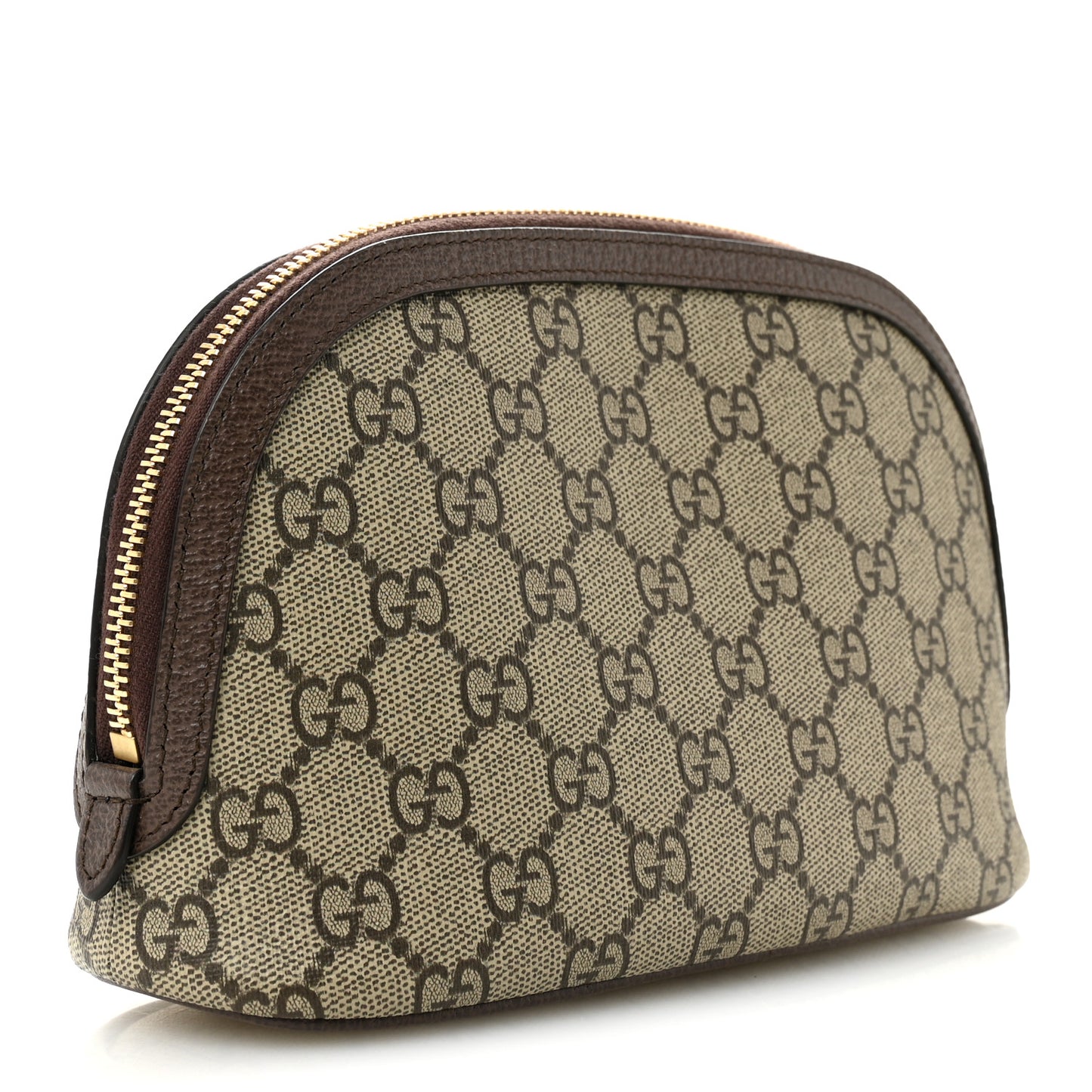 GG Supreme Monogram Textured Calfskin Web Large Ophidia Cosmetic Case Beige Ebony New Acero