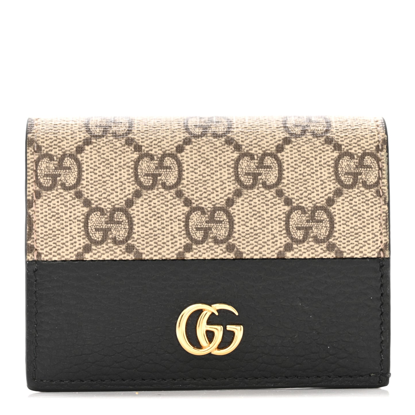 Dollar Calfskin GG Supreme Monogram GG Marmont Card Case Black Beige Ebony
