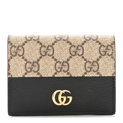 Gucci Dollar Calfskin GG Supreme Monogram GG Marmont Card Case Black Beige Ebony 1 of 7