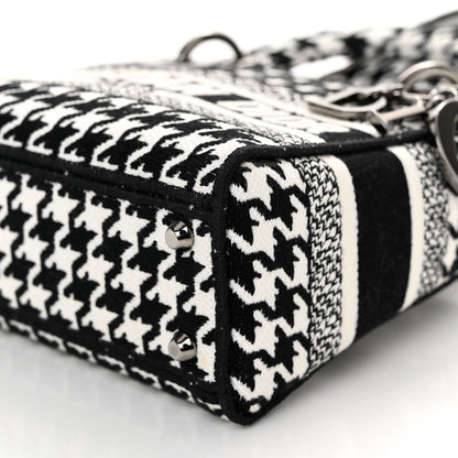 Christian Dior Canvas Houndstooth Embroidered Mini Lady D-Lite Black White 9 of 9