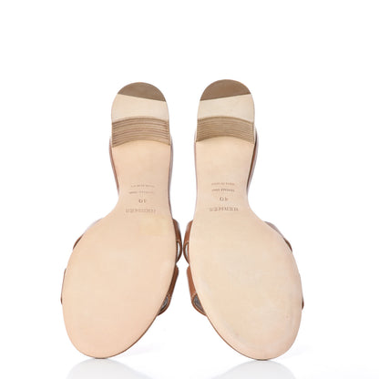 Hermes Calfskin Oasis Sandals 40 Gold 6 of 10