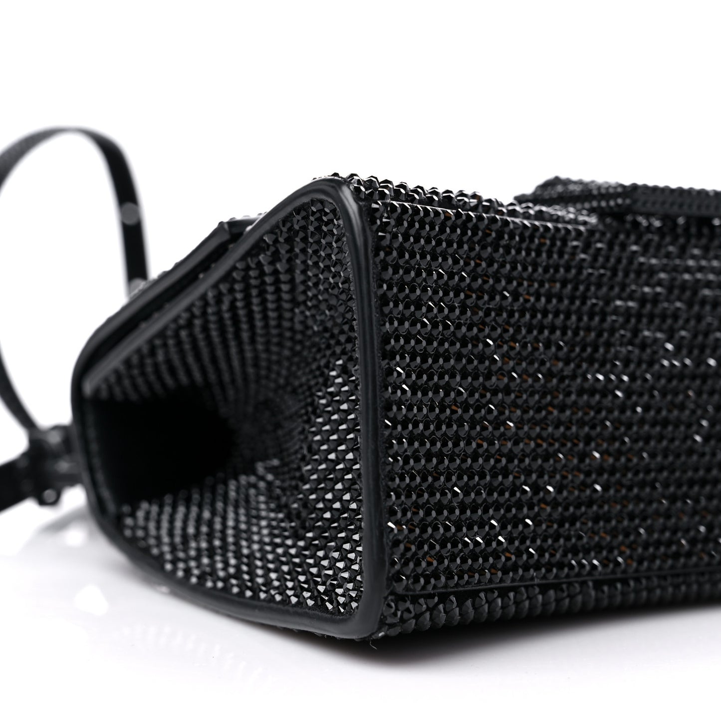 Strass Suede Hourglass Top Handle Bag XS Black Jet