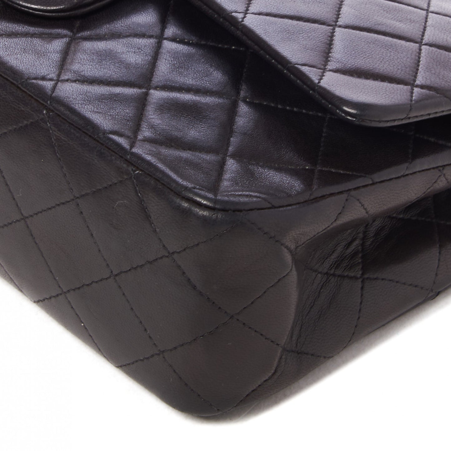 Lambskin Quilted Medium Double Flap Brown