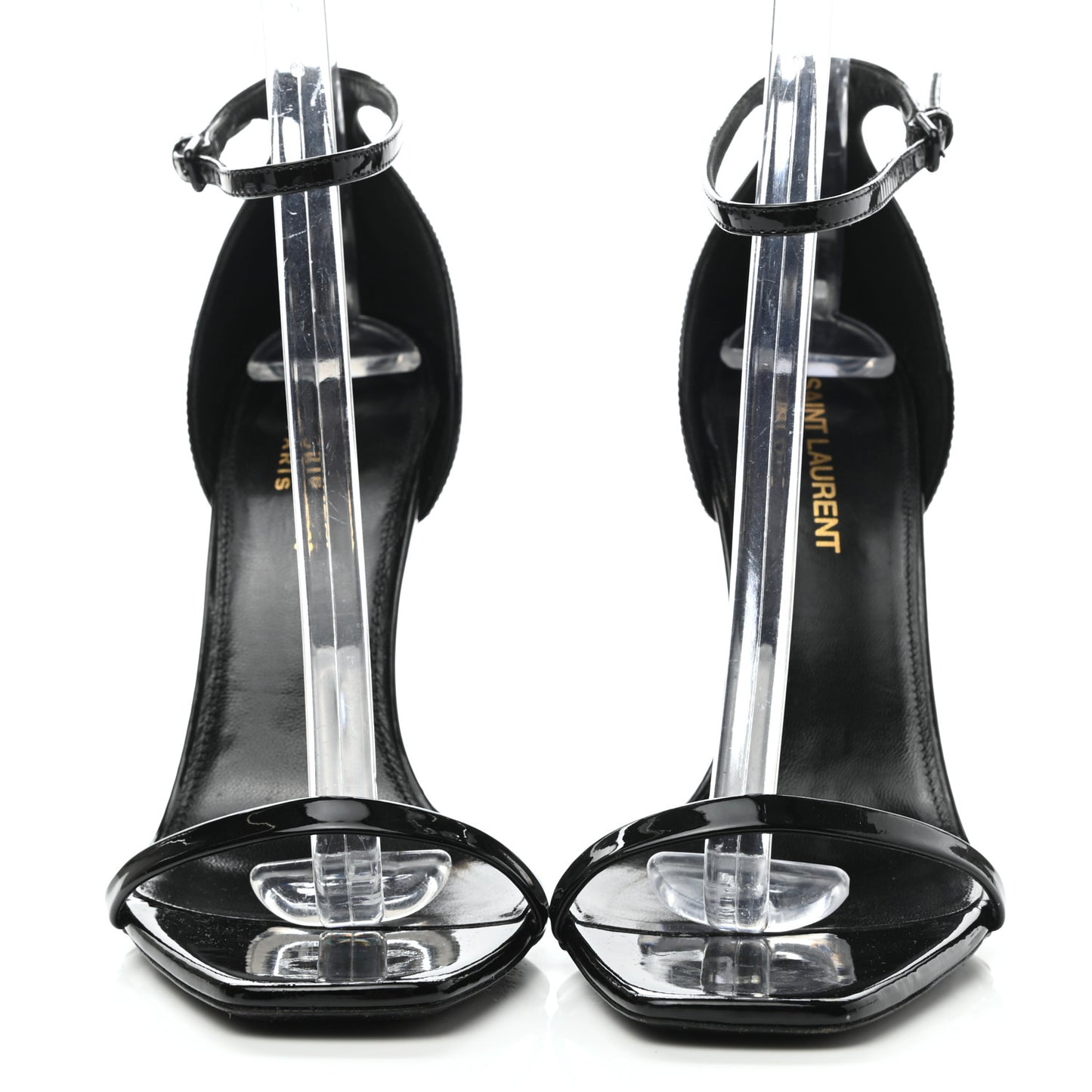Patent Calfskin Opyum 110 Sandals 38.5 Black Gold