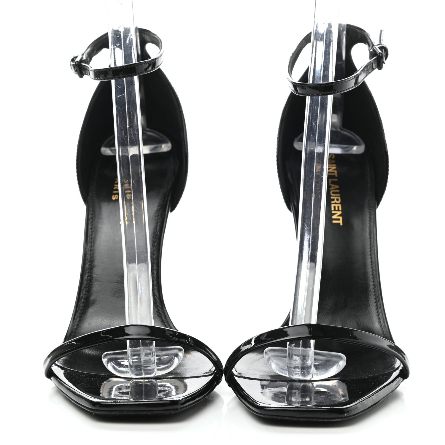 Saint Laurent Patent Calfskin Opyum 110 Sandals 38.5 Black Gold 2 of 8